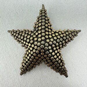 Vintage‎ Star Brooch Starfish 2.5" Gold Tone Textured Statement Retro Jewelry